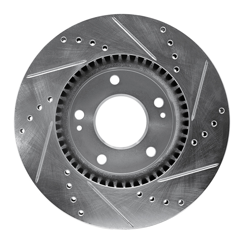Hyundai Sonata Brake Rotor (1) - Front Left - R1 Concepts - Drilled & Slotted - Silver - `03-`13